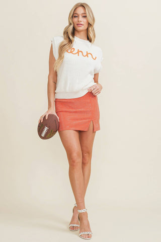 CSW10210Y - 'TENN" EMBROIDERED SLEEVELESS SWEATER TOP: Ivory / S