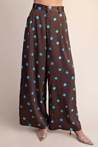 High-Waist Polka Dot Wide-Leg Tailored Trousers