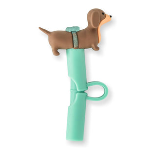 Dachshund Silicone Straw Topper Set – 6-Pack Reusable Wiener Dog Straw Covers