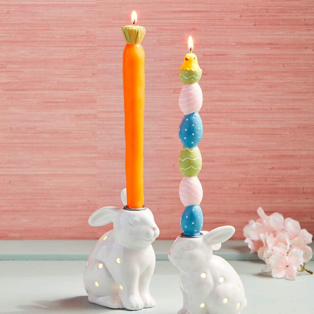 Mud Pie LED Bunny Taper Holders (Large & Small) - Home
