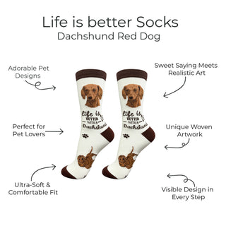Red Dachshund Novelty Crew Socks, Unisex