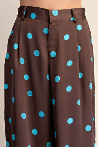 High-Waist Polka Dot Wide-Leg Tailored Trousers