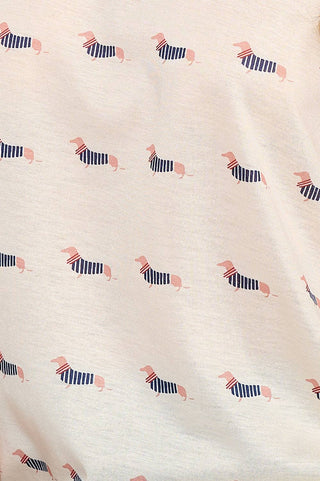 Dachshund Print Yoga Tank Top – Cream Dolphin Hem Summer Activewear