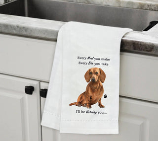 Red Dachshund Kitchen Towel, 100% Cotton