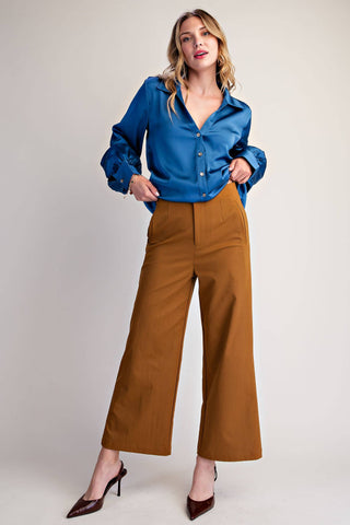 Elegance High-Waist Wide-Leg Ankle Trousers