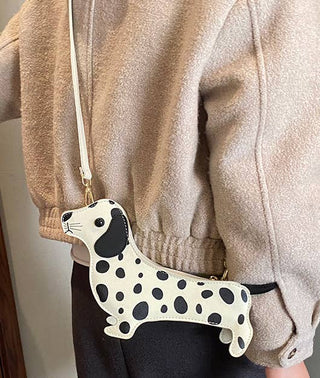 Funny Spotted Dachshund Shaped Crossbody Bag