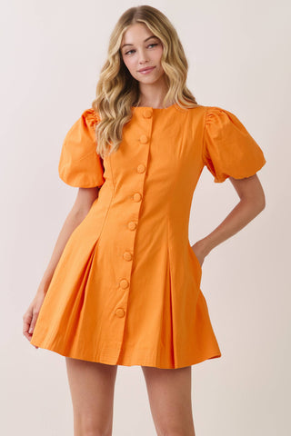 The Knoxville Puff Sleeve Pleated Mini Dress