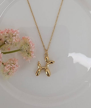 18k Gold Balloon Dog Necklace – Waterproof Stainless Steel Pendant