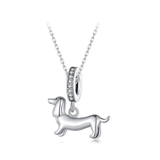Pave CZ Dachshund Pendant Necklace, Copper