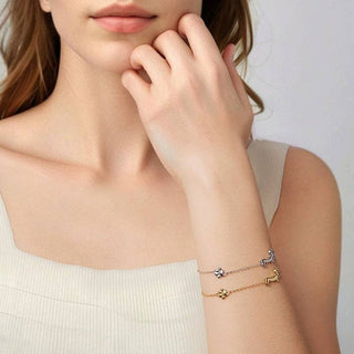Dachshund Dog Paw Stacking Bracelet, Gold-Plated Silver