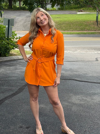Belted Shirt Dress: Tennessee Edition