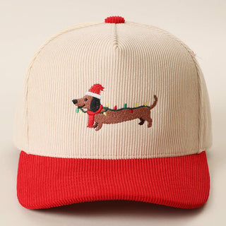 Christmas Dachshund Corduroy Trucker Hat