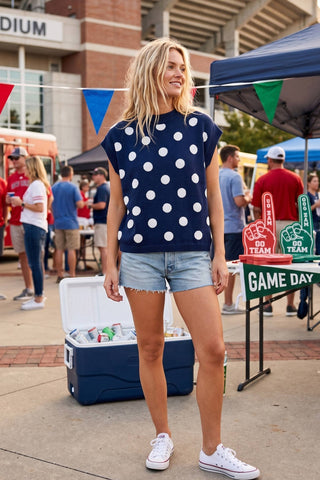 Gameday Polka Dot Sleeveless Knit Top