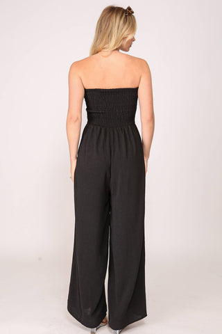 Smocked Strapless Jumpsuit
