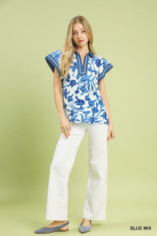 Azure Bloom Floral Top