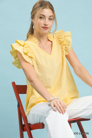 Sun-Kissed Textured Ruffle Blouse