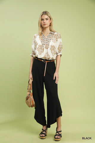 Asymmetrical Wide Leg Pants