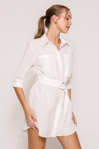Stylish Belted Shirt Dress