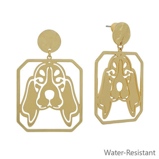 Gameday Gold Open Cut out Hounddog with Circle Post 2" Earring