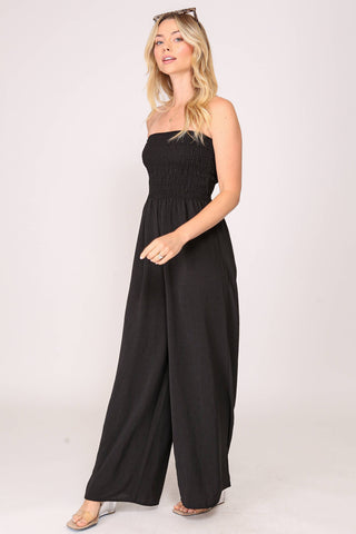 Smocked Strapless Jumpsuit