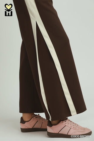 LuxeKnit Side Slit Colorblock Wide Leg Pants