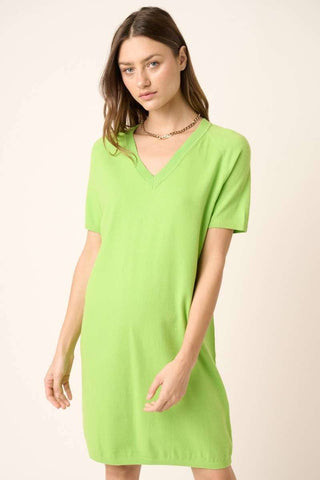 V NECK SWEATER DRESS
