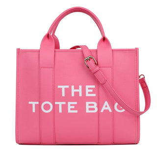 Solid Color PU Letter Tote Bag