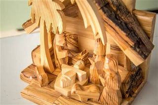 One Piece Nativity Set with Carved Figures - 5"