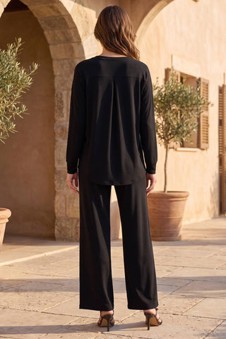 3/4 Sleeve Top + Relaxed Pants Set