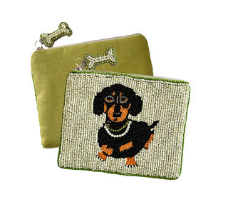 Dachshund Coin Purse Lily Posh, Beaded Dog Bag