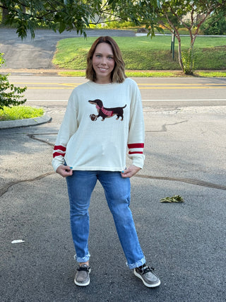 Georgia Game Day Dachshund Graphic Knit Sweater