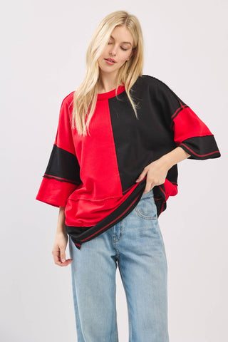 Oversized Color Block Top