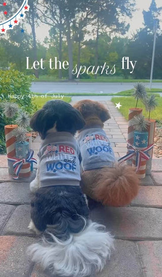 Red White and Woof Patriotic Dog T-Shirt