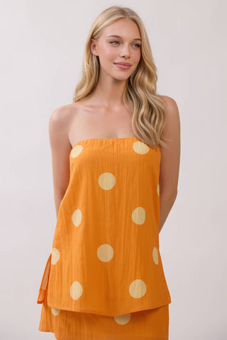 Rocky Top Polka Dot Strapless Game Day Top - Tennessee Orange