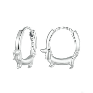 Dachshund Hoop Earrings, Sterling Silver
