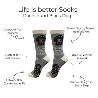 Black Dachshund Dog Socks - Fun Novelty Crew Socks -Unisex