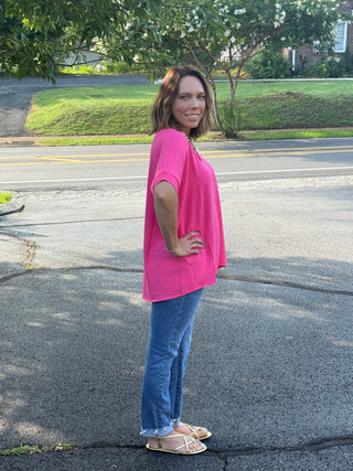 Breezy Airflow V-Neck Dolman Blouse – Effortless Oversized Top