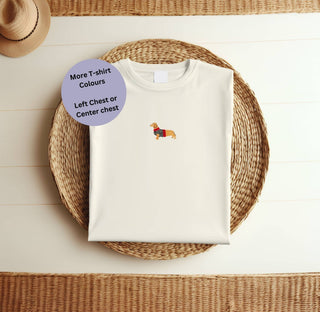 Organic Embroidered Dachshund T-Shirt - Unisex Sausage Dog Tee