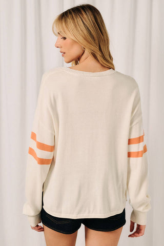 ROUND NECK LONG SLEEVE "DOG YOGA CLUB" GRAPHIC SWEATER