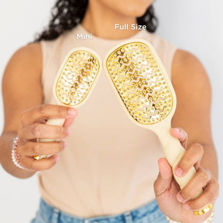 Mini Vented Travel Hair Brush | Anti-Static Heat Styling - Tan