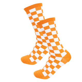 Tennessee Checkerboard Crew Socks – Orange & White Ribbed Game Day Style