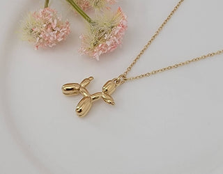 18k Gold Balloon Dog Necklace – Waterproof Stainless Steel Pendant