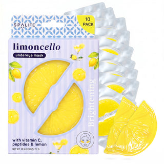 SpaLife Limoncello Brightening Eye Patches – Vitamin C & Peptide Under Eye Masks (10 Pack)