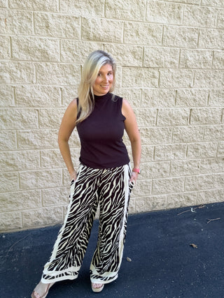 Luxe Zebra Print Button-Down & Wide-Leg Set