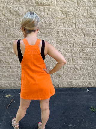 Game Day Contrast Stitch Bib Overall Dress