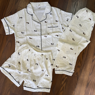 Dachshund & Polka Dot Women's 3-Piece Premium Cotton Pajama Set