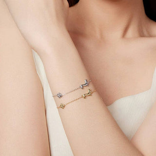 Dachshund Dog Paw Stacking Bracelet, Gold-Plated Silver