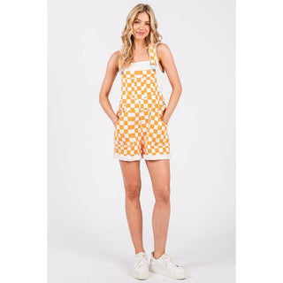 Tennessee Game Day Orange Checkered Bib Romper Overalls