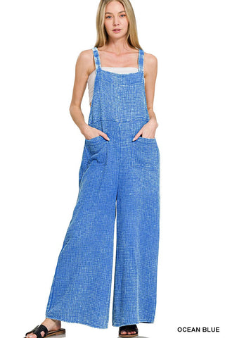 Boho Washed Double Gauze Wide-Leg Overalls