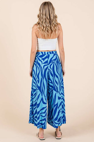Electric Blue Zebra Wide Leg Pants
